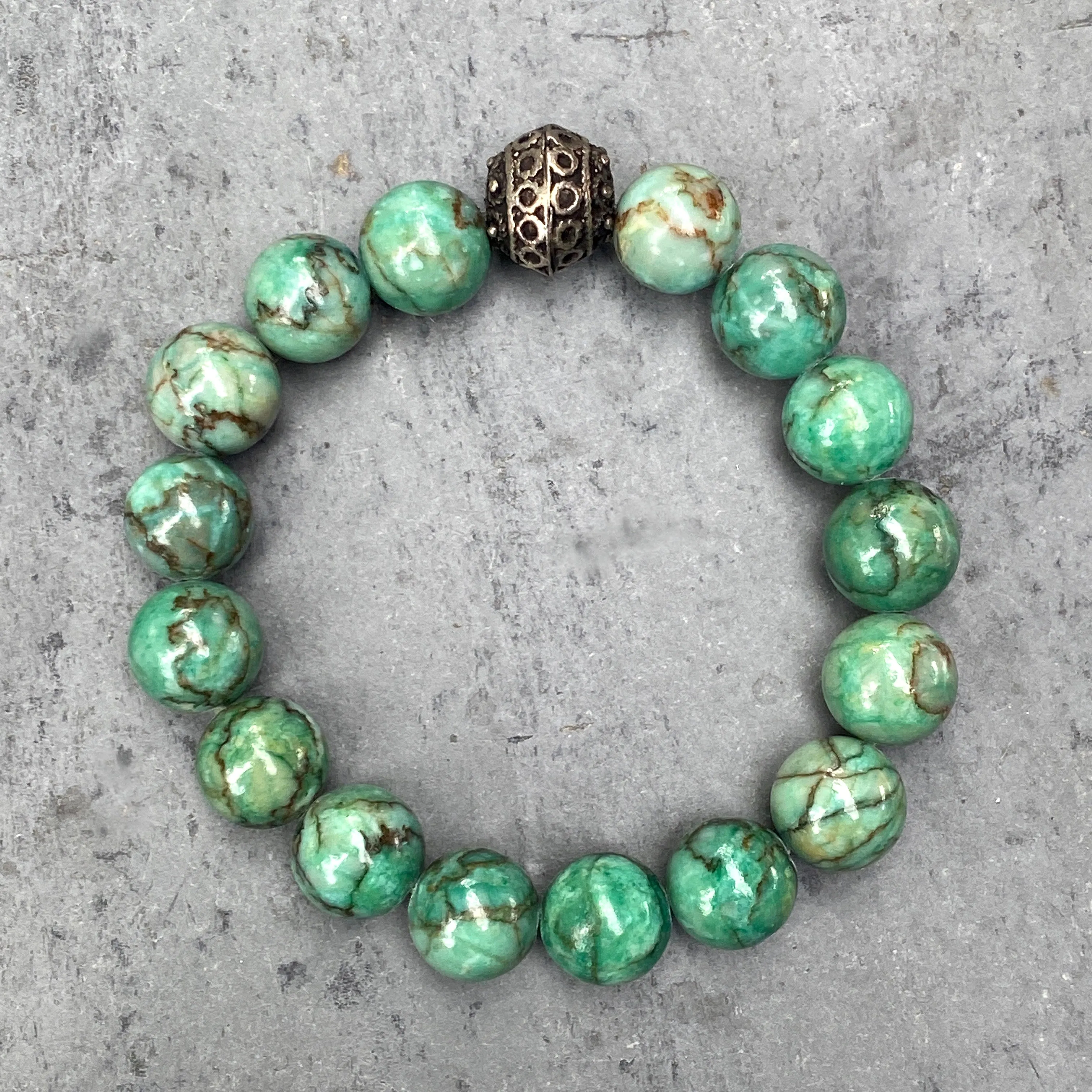 Chrysocolla and Sterling Silver Beaded Bracelet