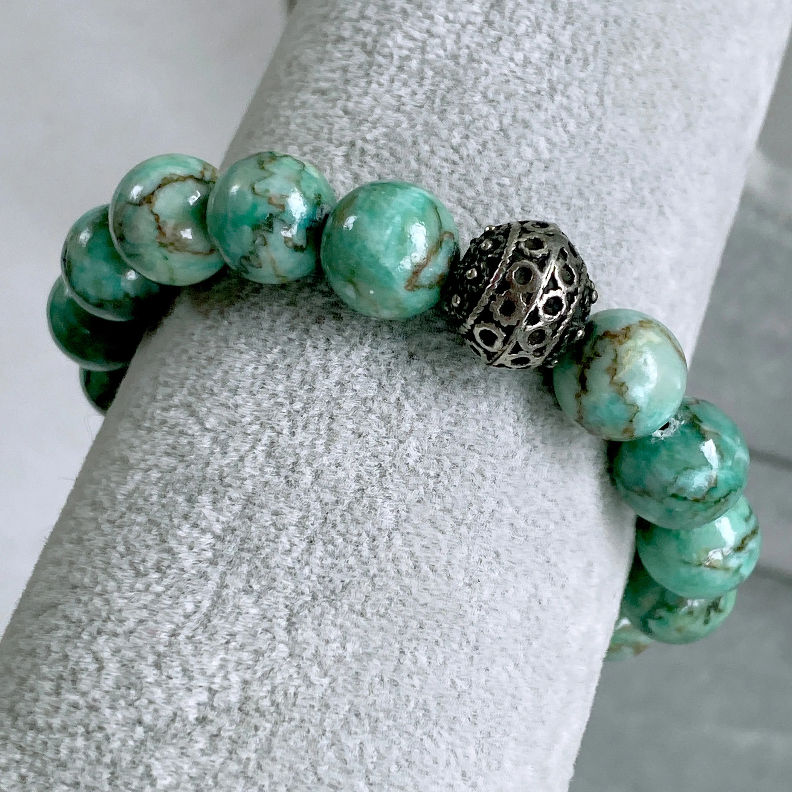 Chrysocolla and Sterling Silver Beaded Bracelet