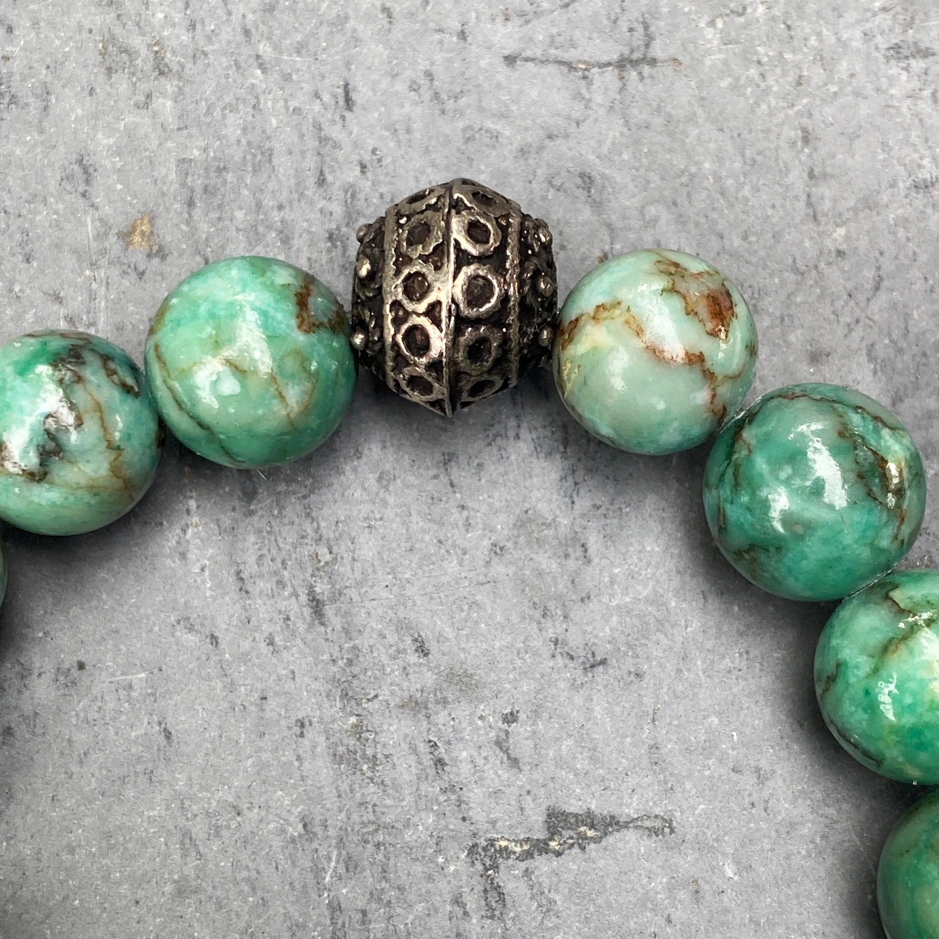 Chrysocolla and Sterling Silver Beaded Bracelet