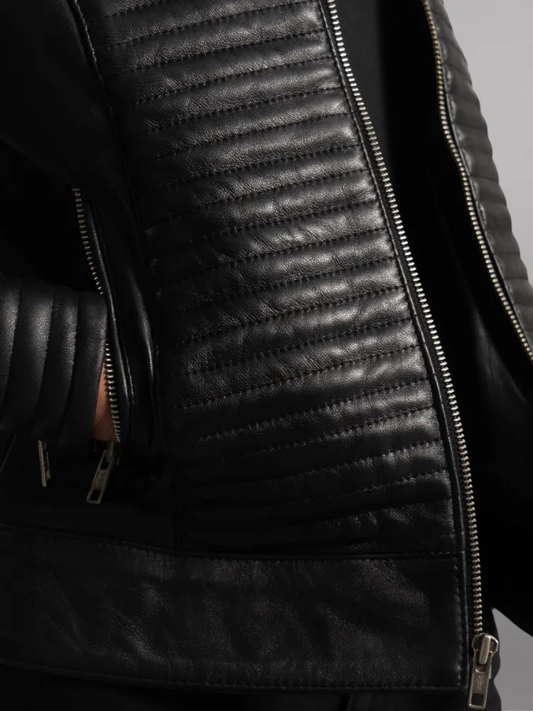 Cityscape Black Leather Biker Jacket