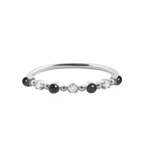 Classic Gigi 3 Diamond Black Ring, White Gold, Size 4.75