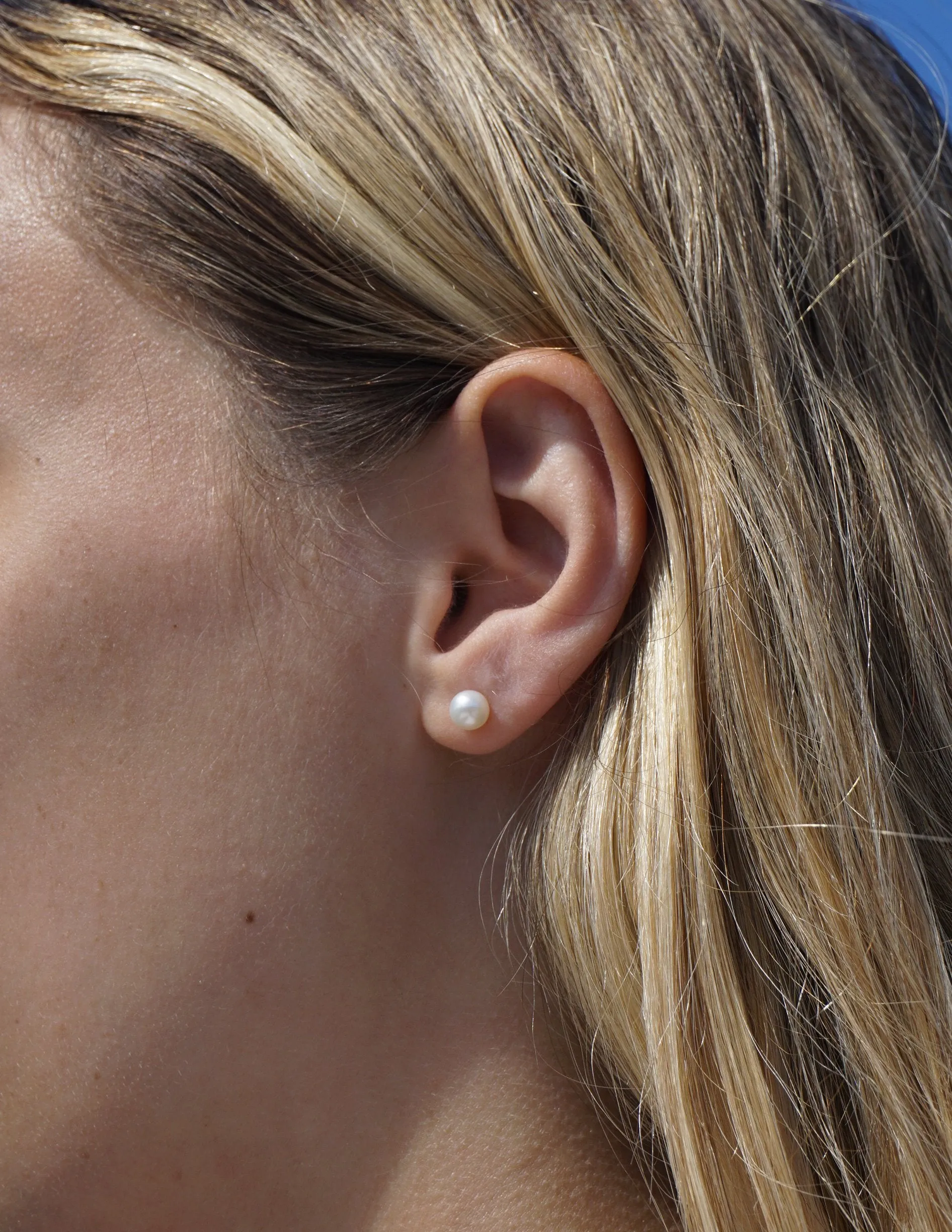 Classic White Pearl Earrings in Yellow Gold