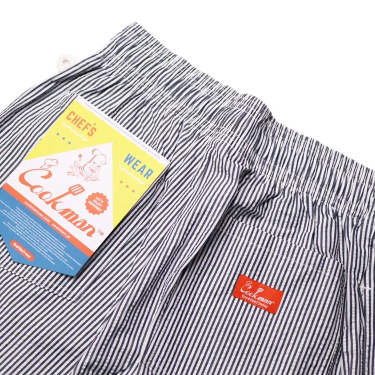 Cookman Chef Short Pants - Seersucker Stripe Navy