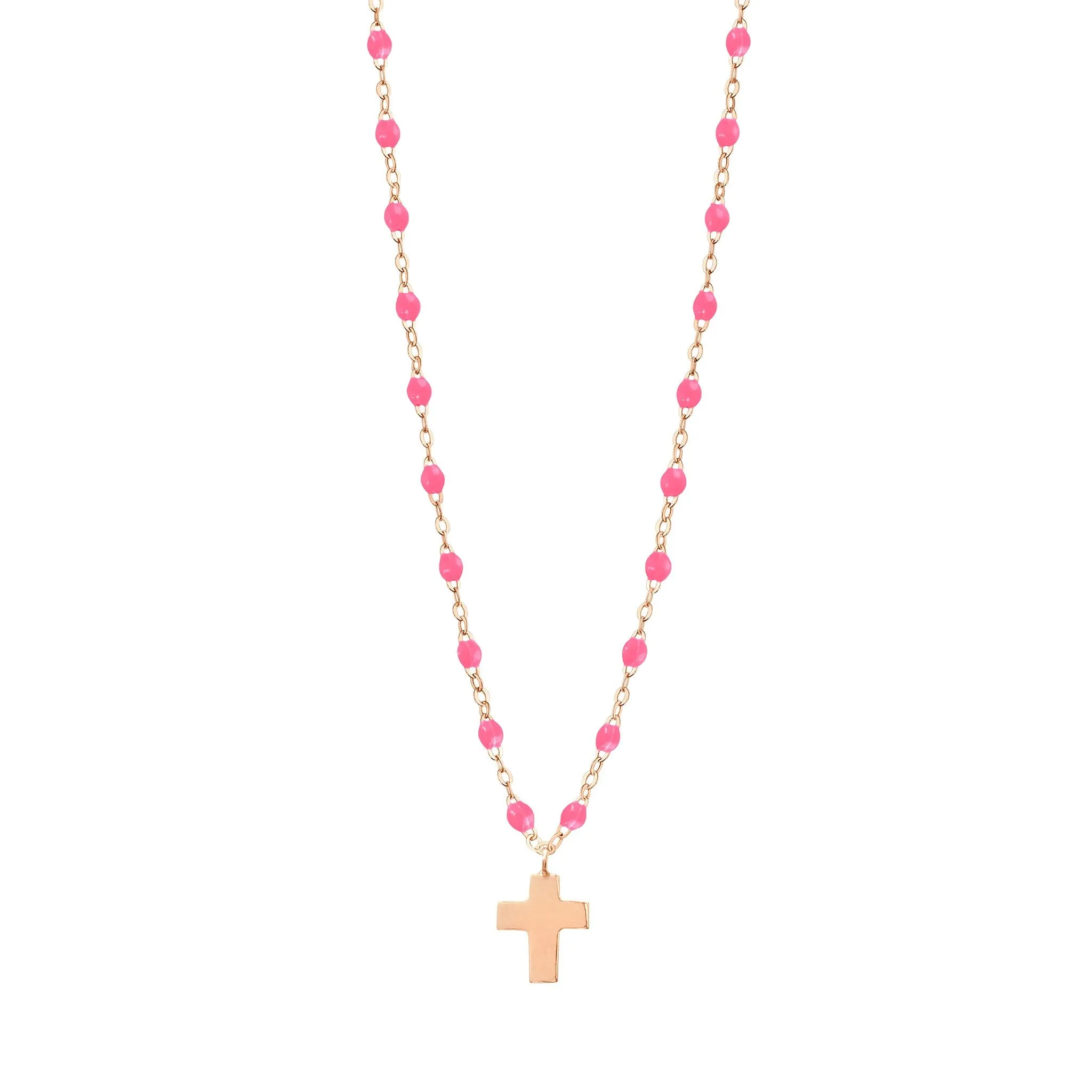 Cross Charm Classic Gigi Pink necklace, Rose Gold, 16.5"