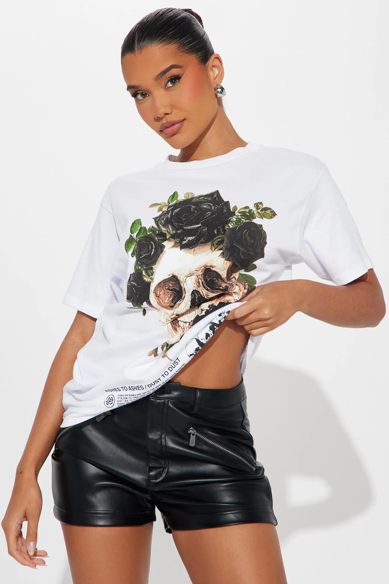 Crown Of Roses Skull Tee - White