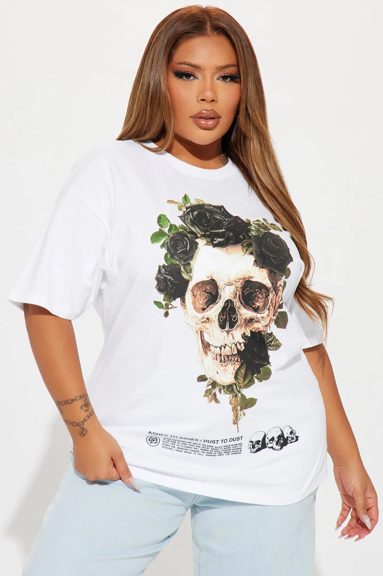 Crown Of Roses Skull Tee - White