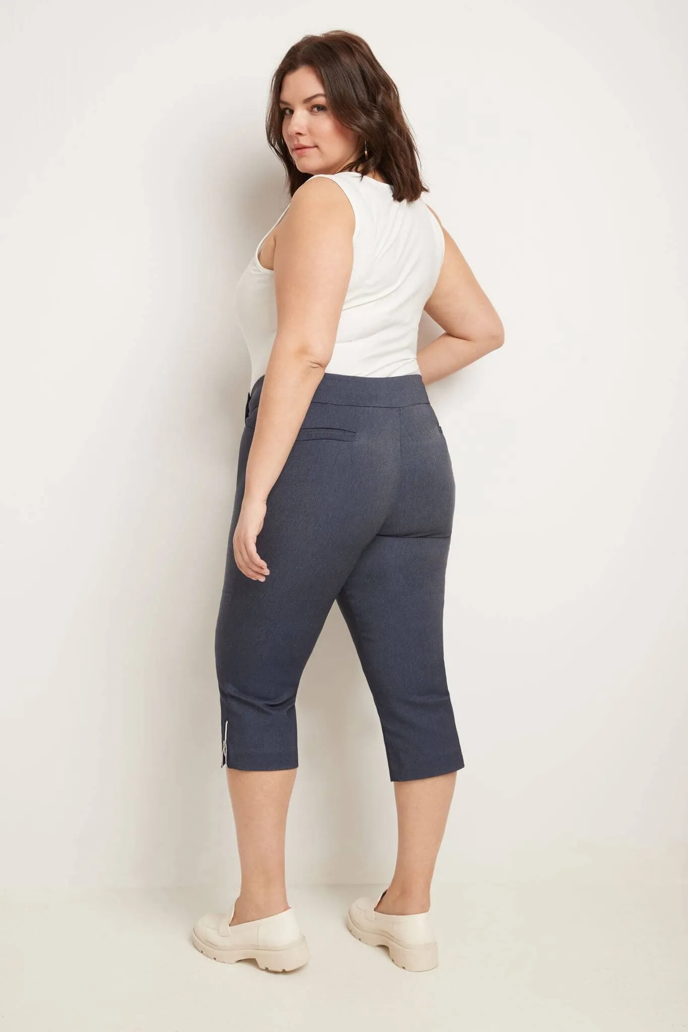 Curvy Chic Capris with Zipper Detail at the Hem