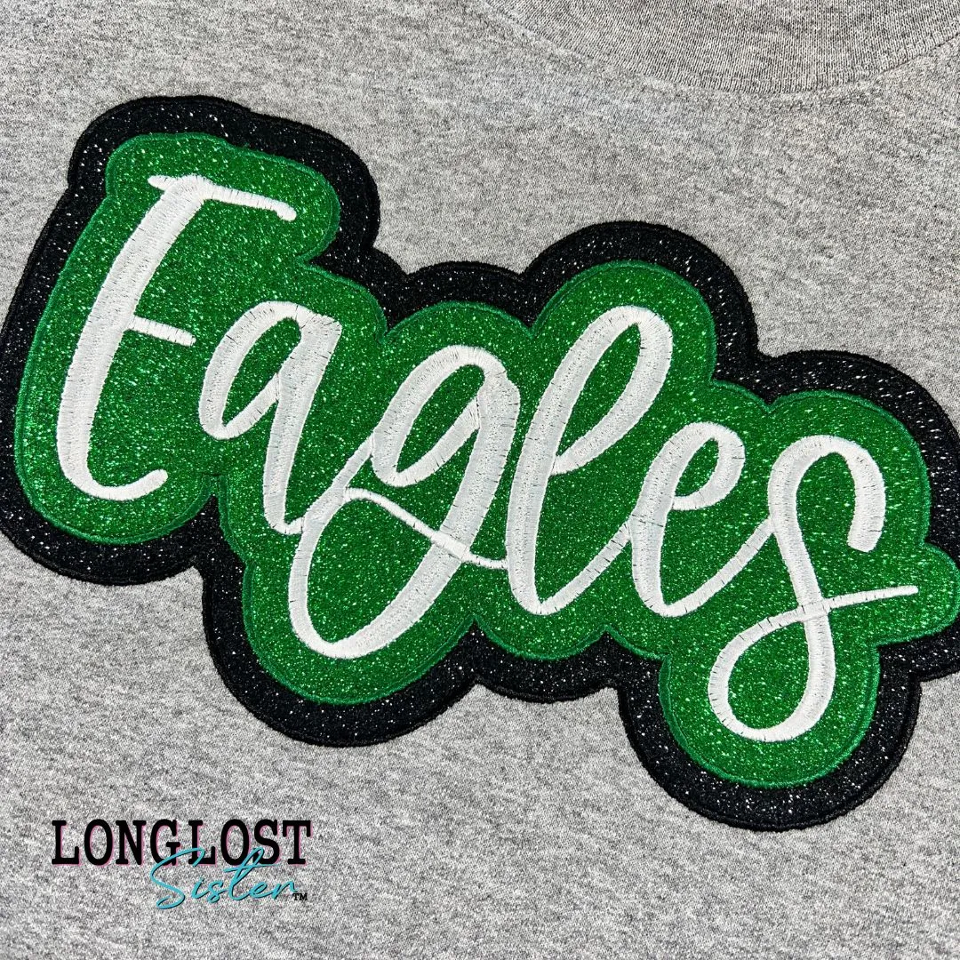 Custom Mascot Glitter Embroidered Sweatshirt *Choose Your Mascot & Color*