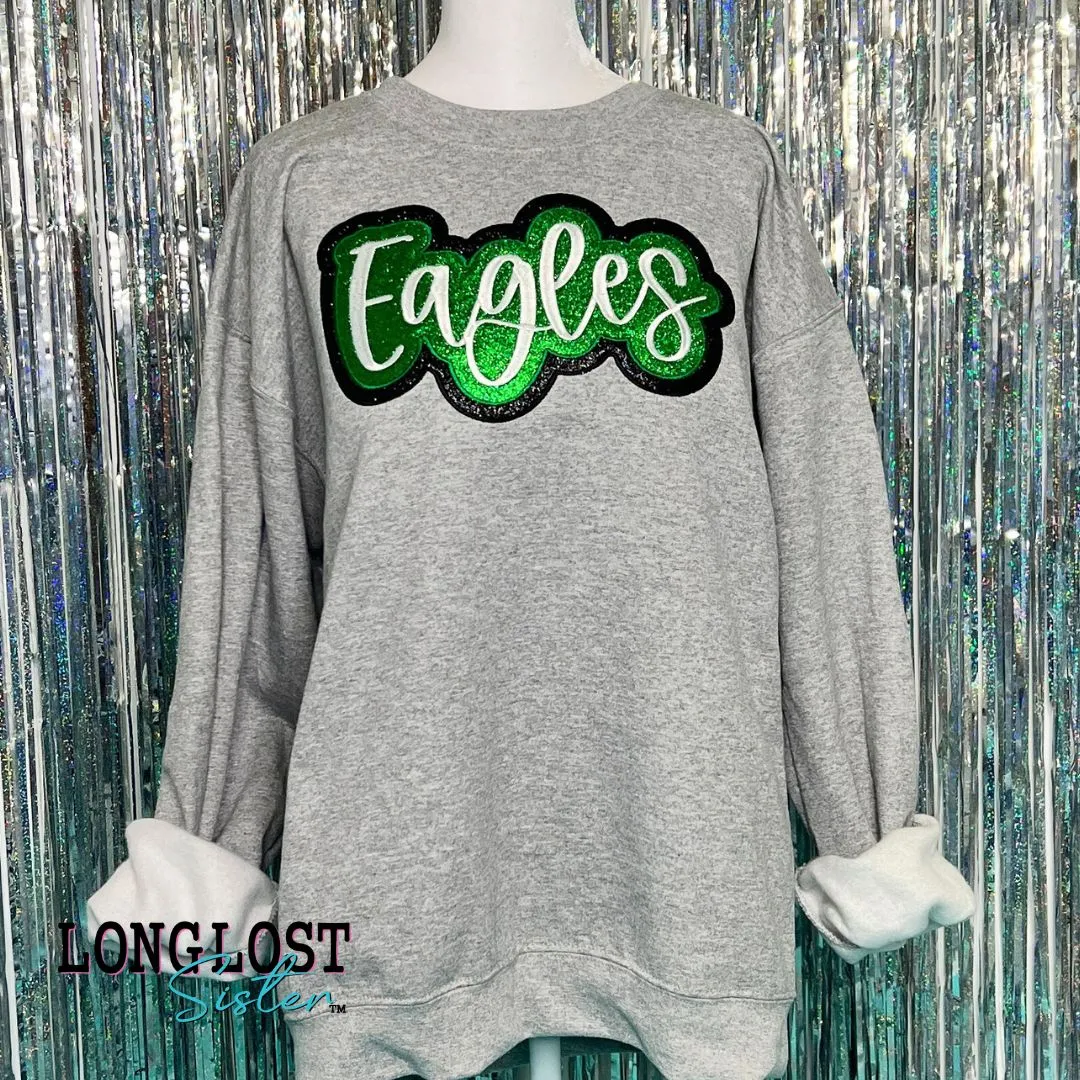 Custom Mascot Glitter Embroidered Sweatshirt *Choose Your Mascot & Color*