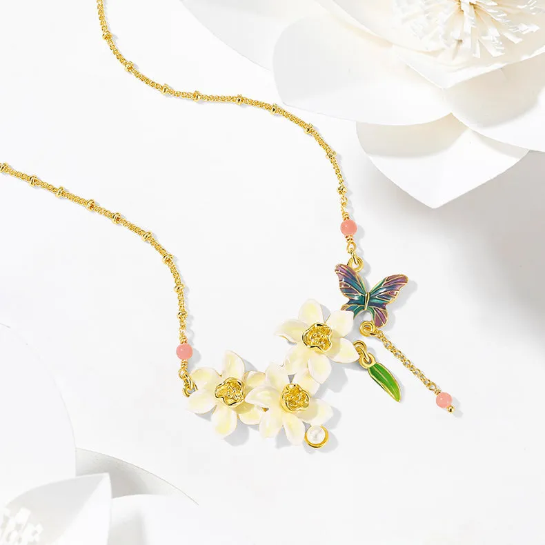 Daffodils & Butterfly Necklace