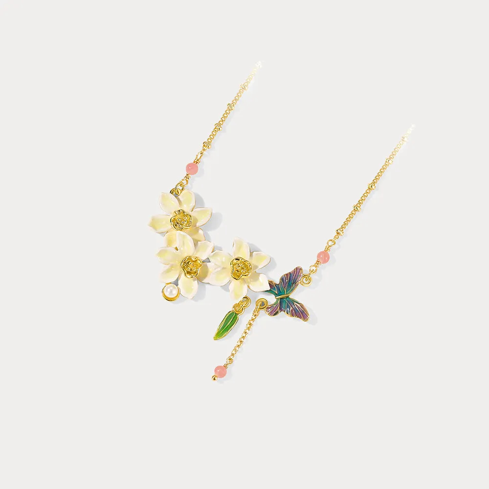 Daffodils & Butterfly Necklace