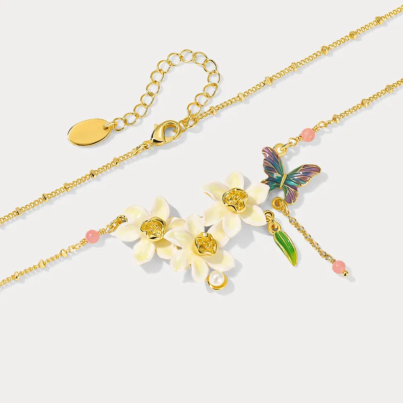 Daffodils & Butterfly Necklace