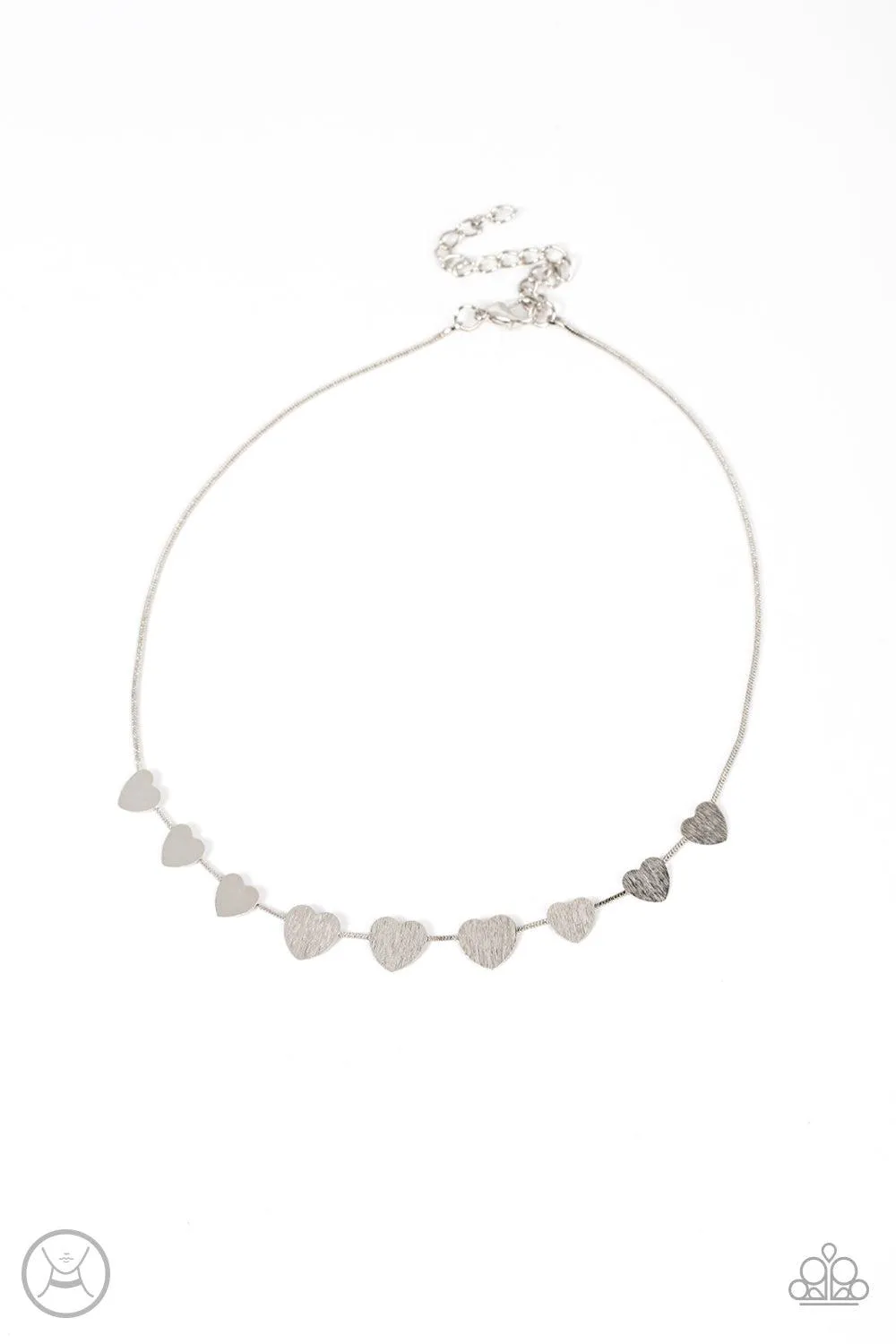 Dainty Desire Silver Heart Choker Necklace - Paparazzi Accessories