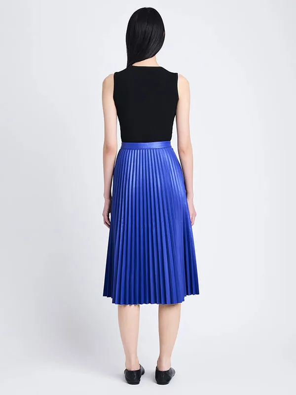 Daphne Faux Leather Skirt in Sapphire