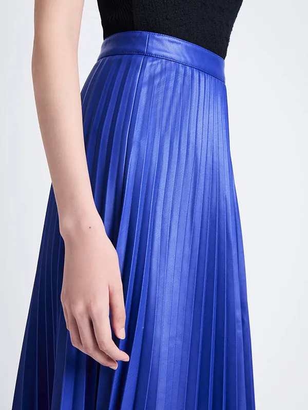 Daphne Faux Leather Skirt in Sapphire