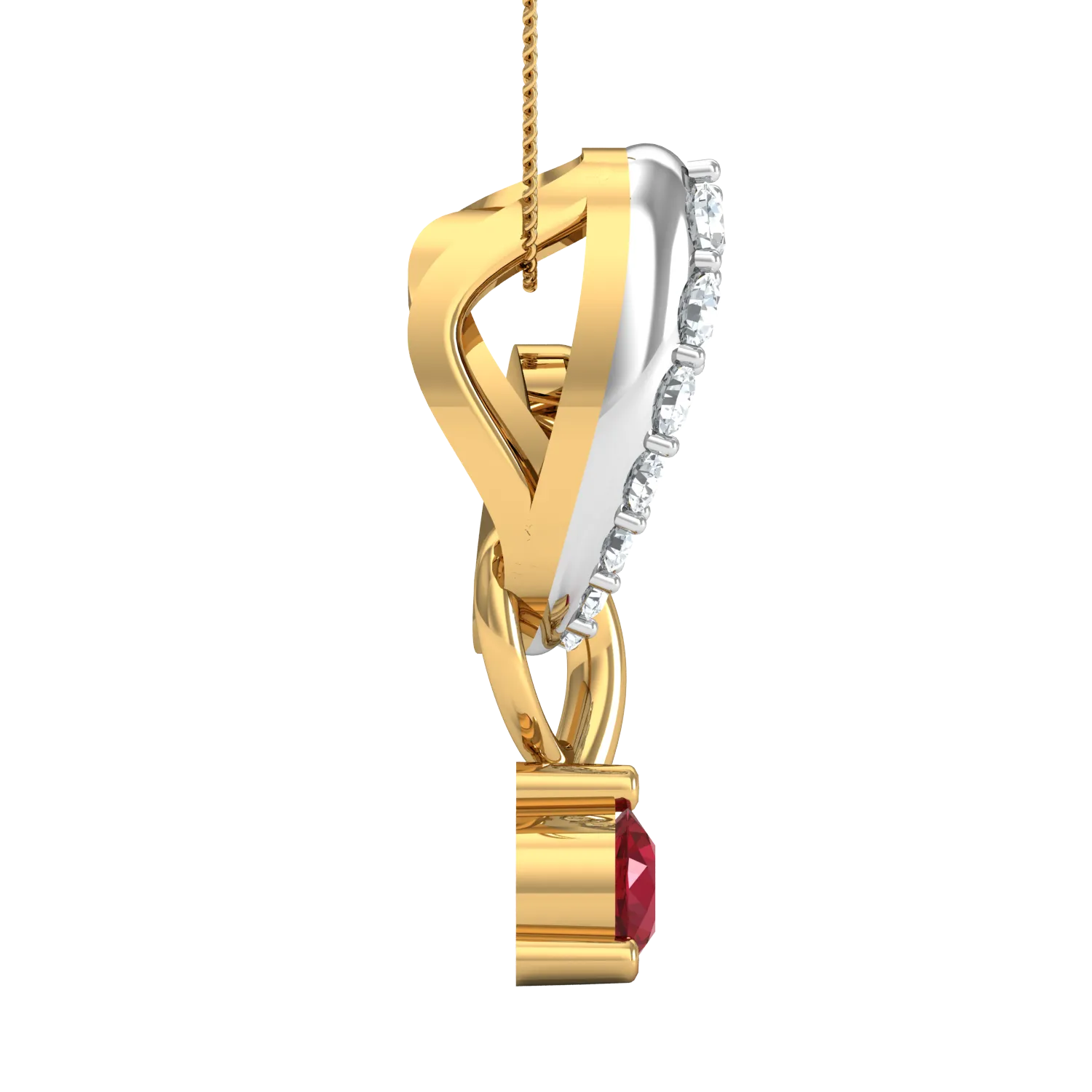 Diva maroon stone pendant (Gold Plated 925 Sterling Silver)