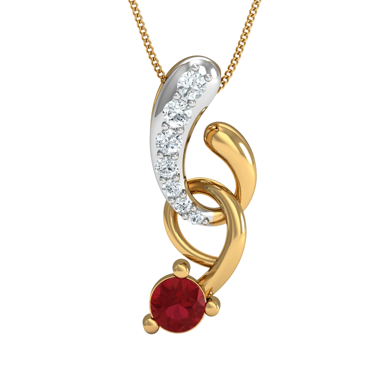 Diva maroon stone pendant (Gold Plated 925 Sterling Silver)