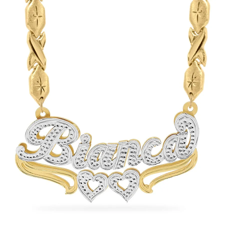 Double Nameplate Bianca Style Necklace