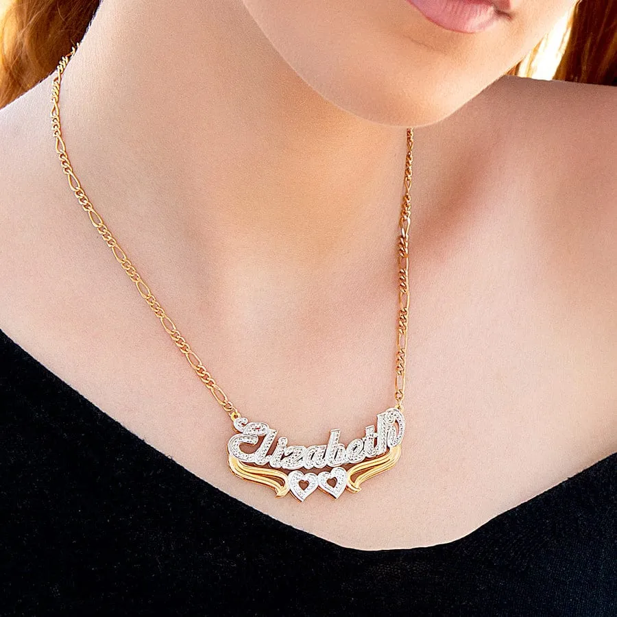 Double Nameplate Bianca Style Necklace