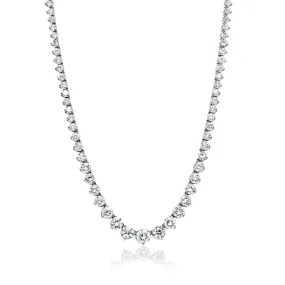 Edith 19 Carat Round Brilliant Diamond Riviera Graduated Necklace in 14 Karat White Gold For Ladies By Mike Nekta