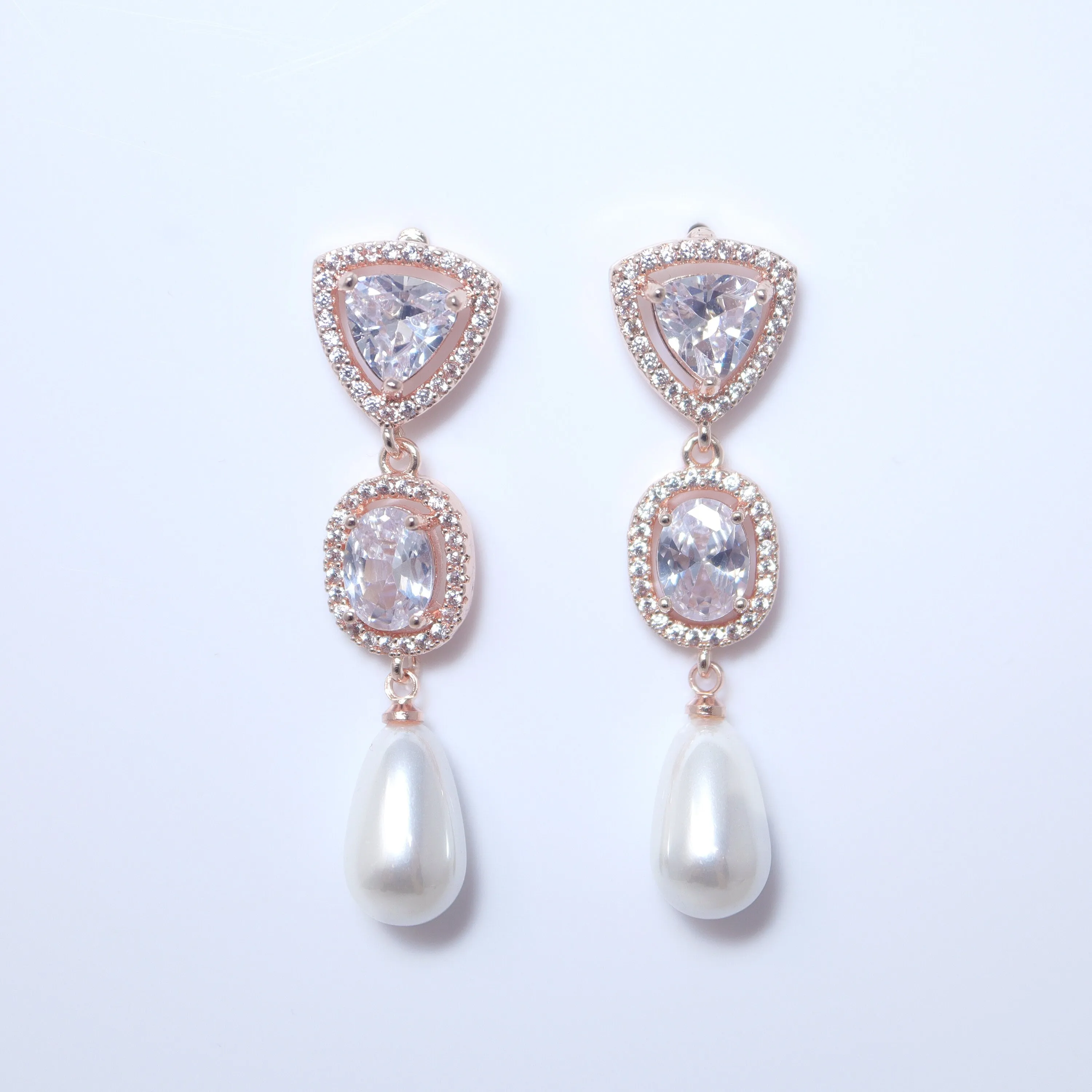 Elegant Pearl Drop Brilliance: Swarovski Crystal-Embellished Bridal Earrings, Statement Earrings Cz