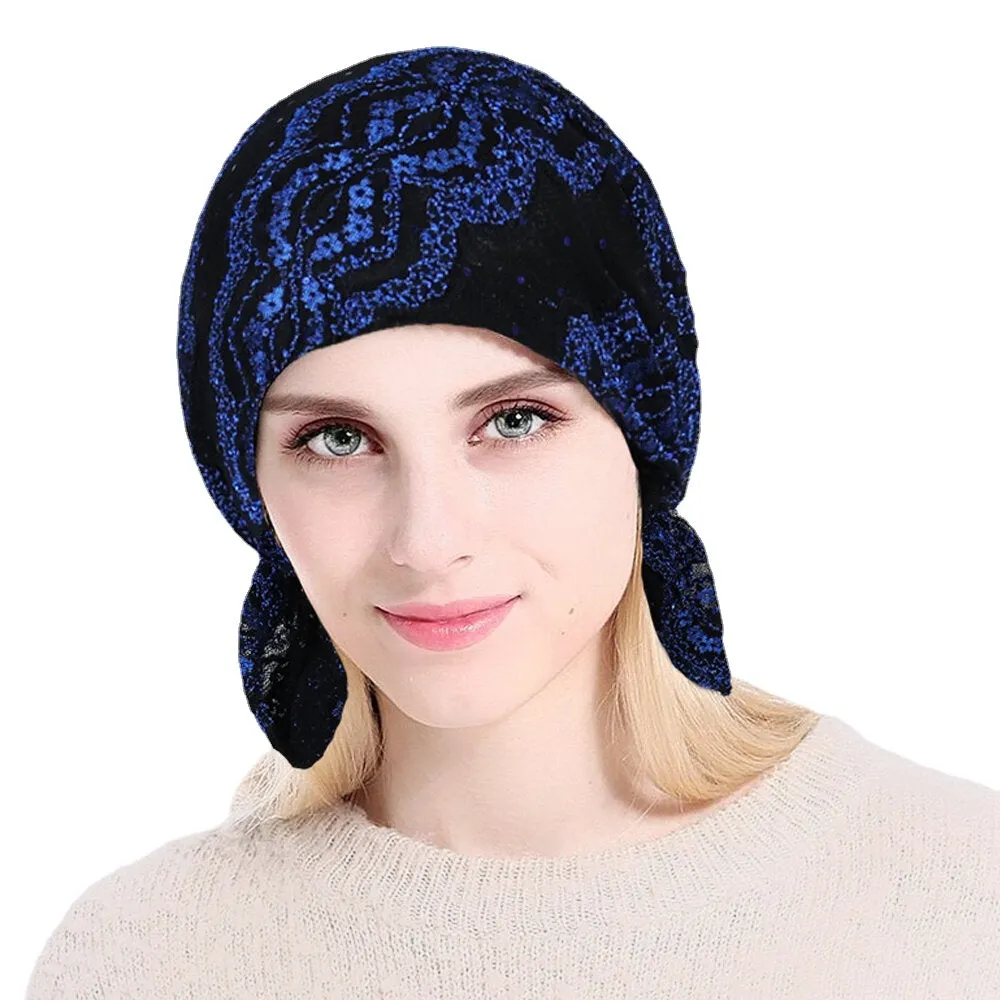 Fashion Lace Printing Chemotherapy Cap Knitting Cutout Hats