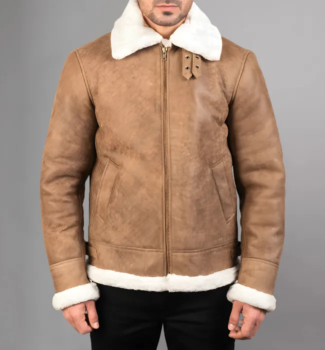 Francis B-3 Black & White Leather Bomber Jacket