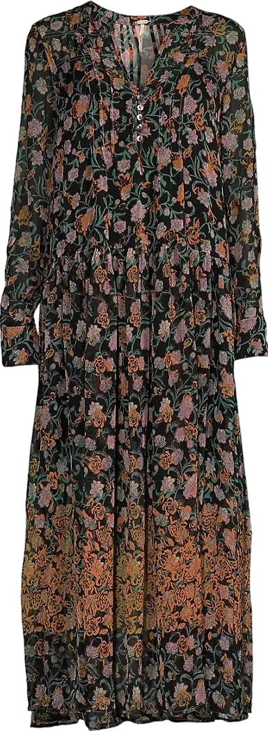 Free People Black See It Through Lined Floral Dress UK XS