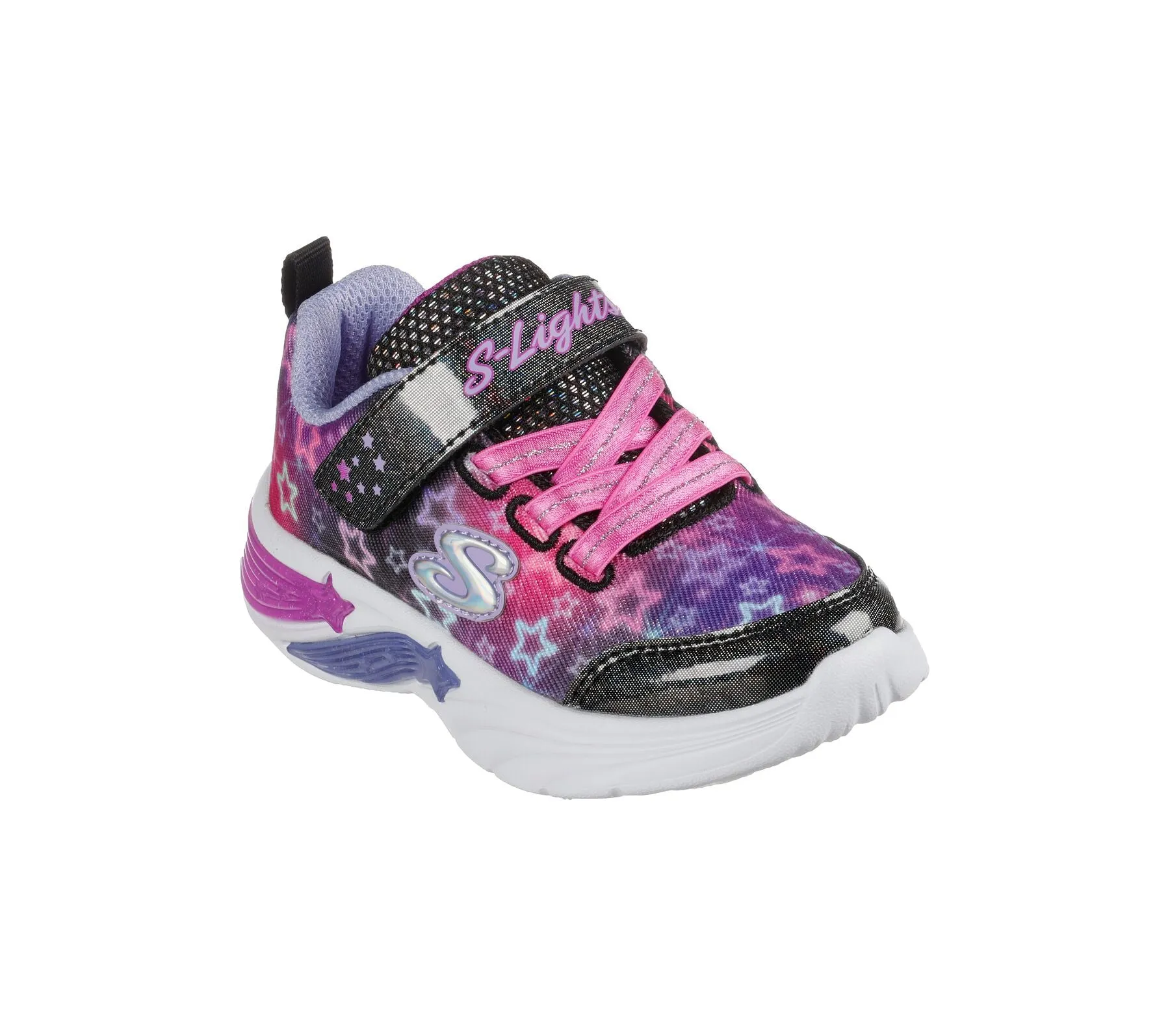 Girls Skechers Trainers Black Multi Strap Light Up Star Sparks 302324N/BKMT