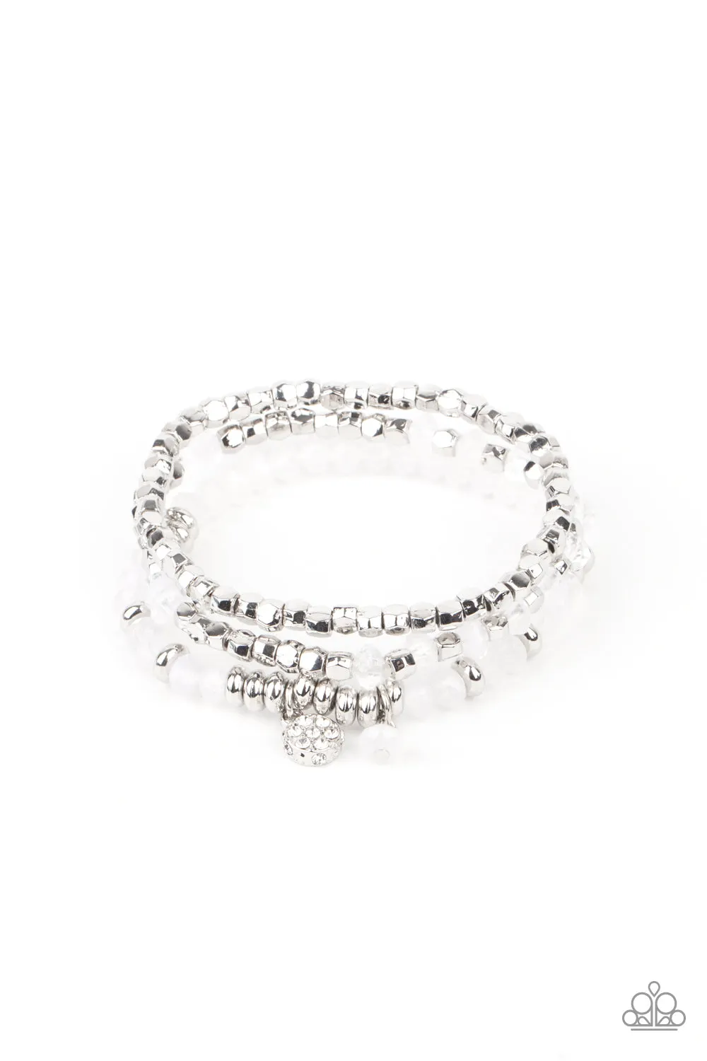 Glacial Glimmer - White Paparazzi Bracelet