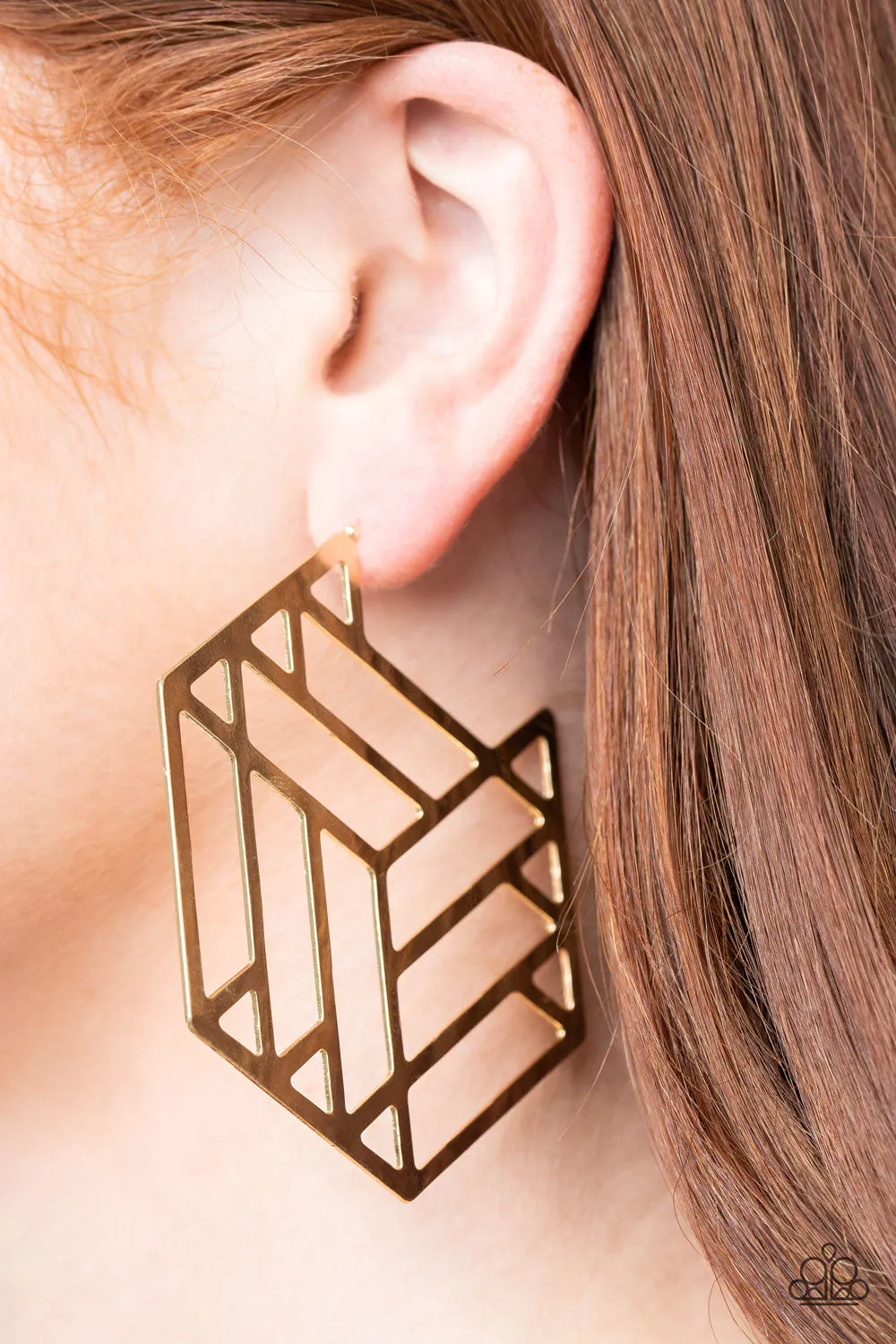 Gotta Get GEO-ing - Gold Hoop Earring