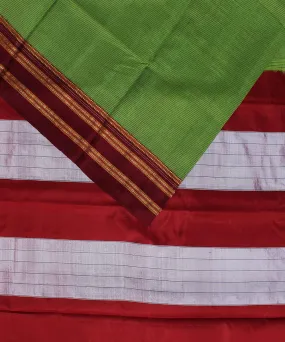 Green small check maroon gayatri border ilkal cotton art silk saree