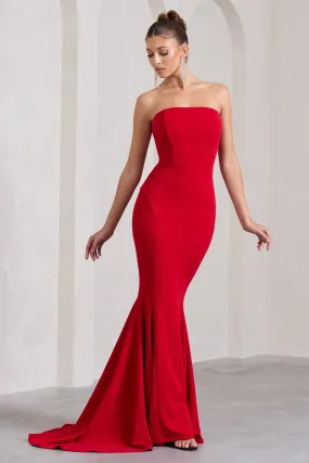 Impress Me | Red Strapless Bandeau Fishtail Maxi Dress