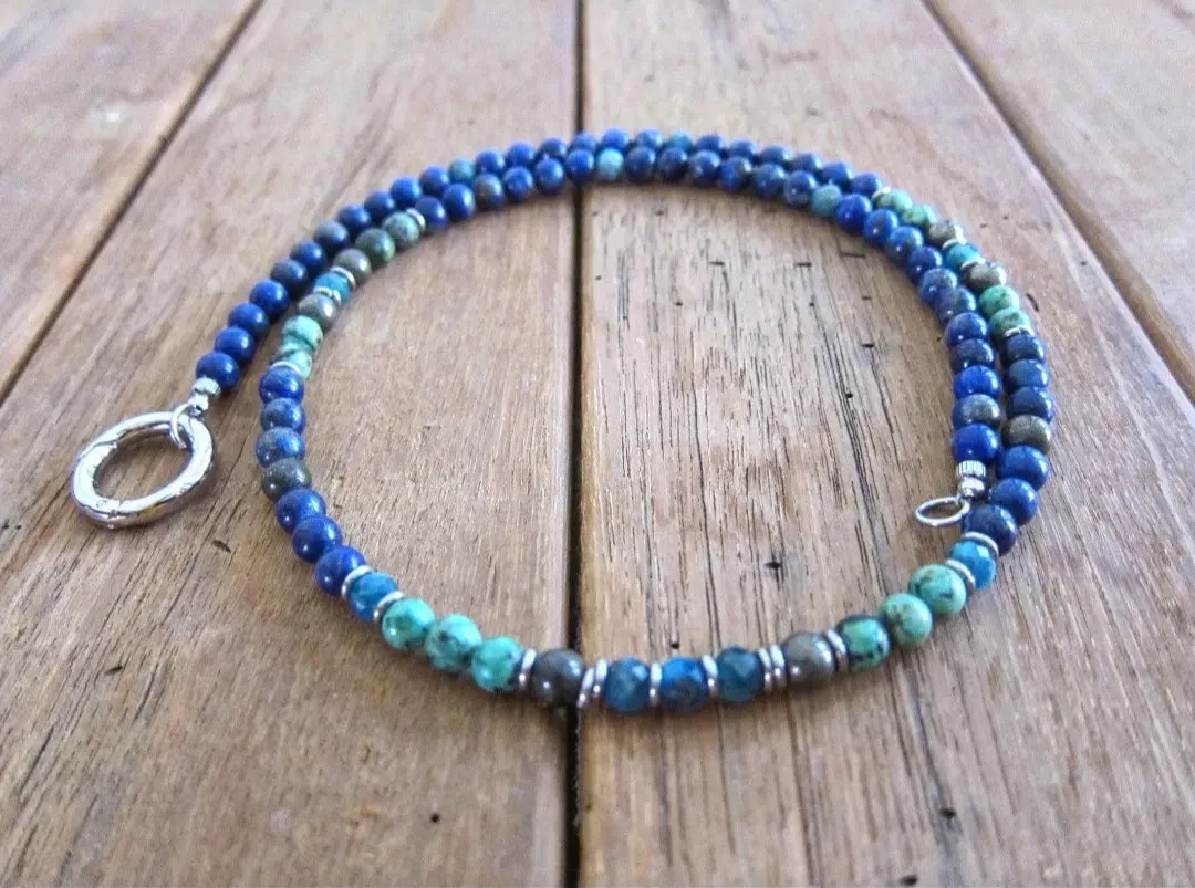 Intuition and Change - Lapis Lazuli and African Turquoise Beaded Necklace