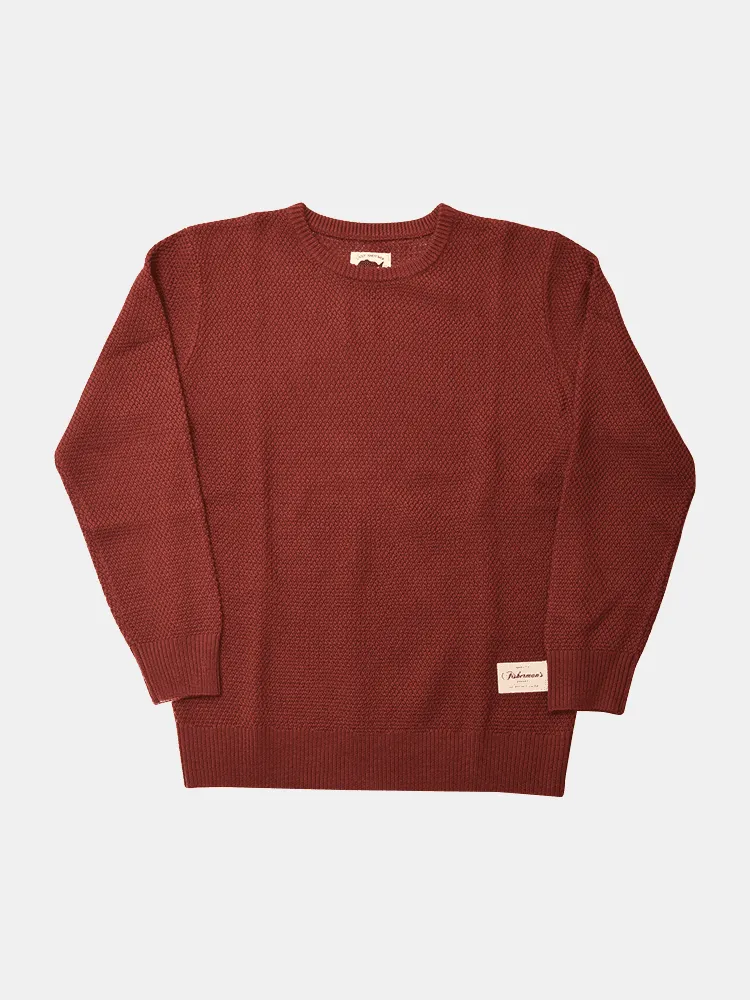 Just Another Fisherman Moss Stitch Crew - Maroon