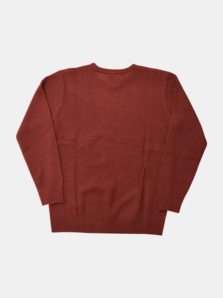 Just Another Fisherman Moss Stitch Crew - Maroon