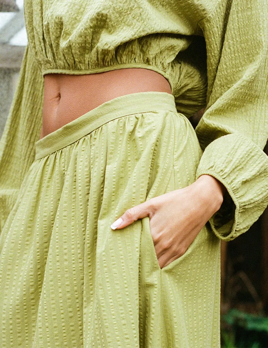 Khaki Green Bianca Midi Skirt