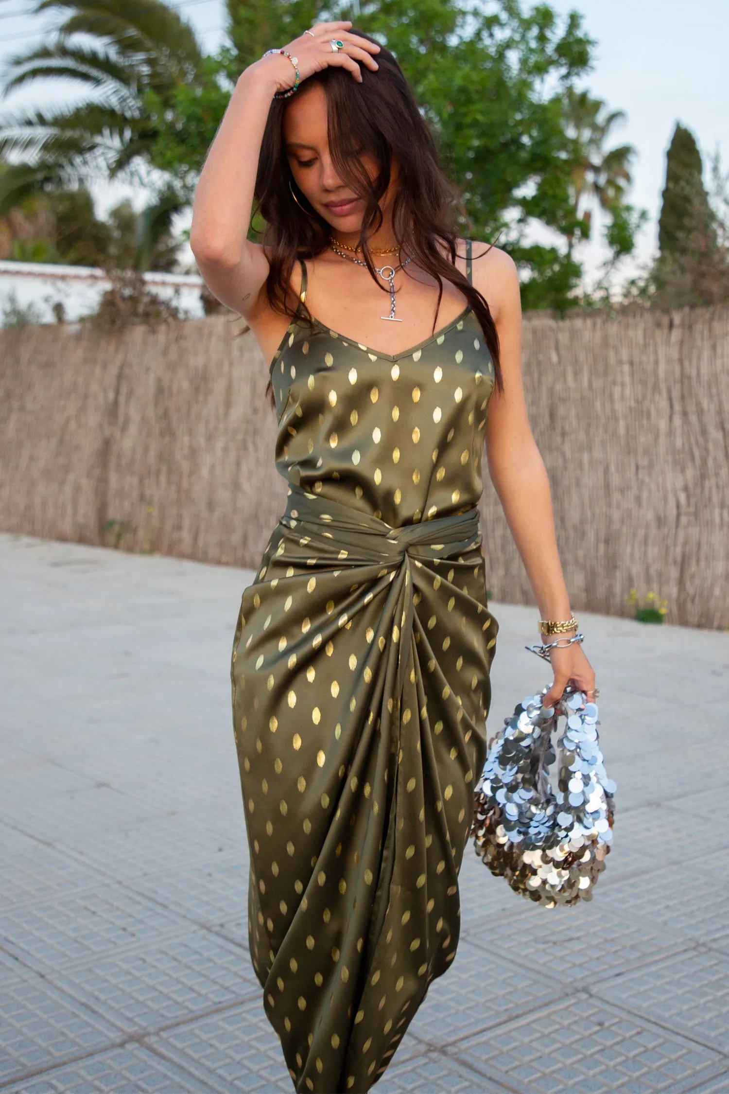 Khaki Jaspre skirt with Gold Fleck