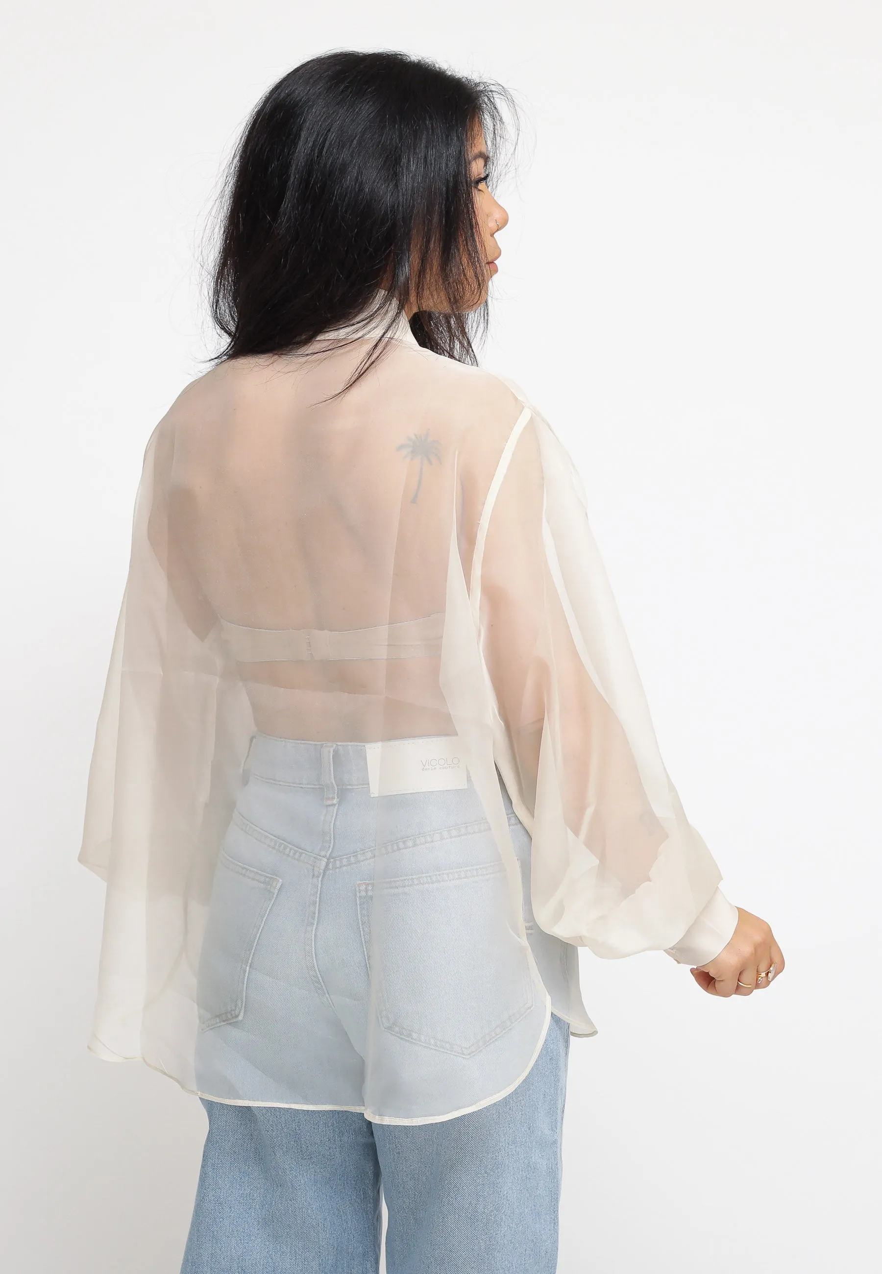 Ladies Top - Nude Organza