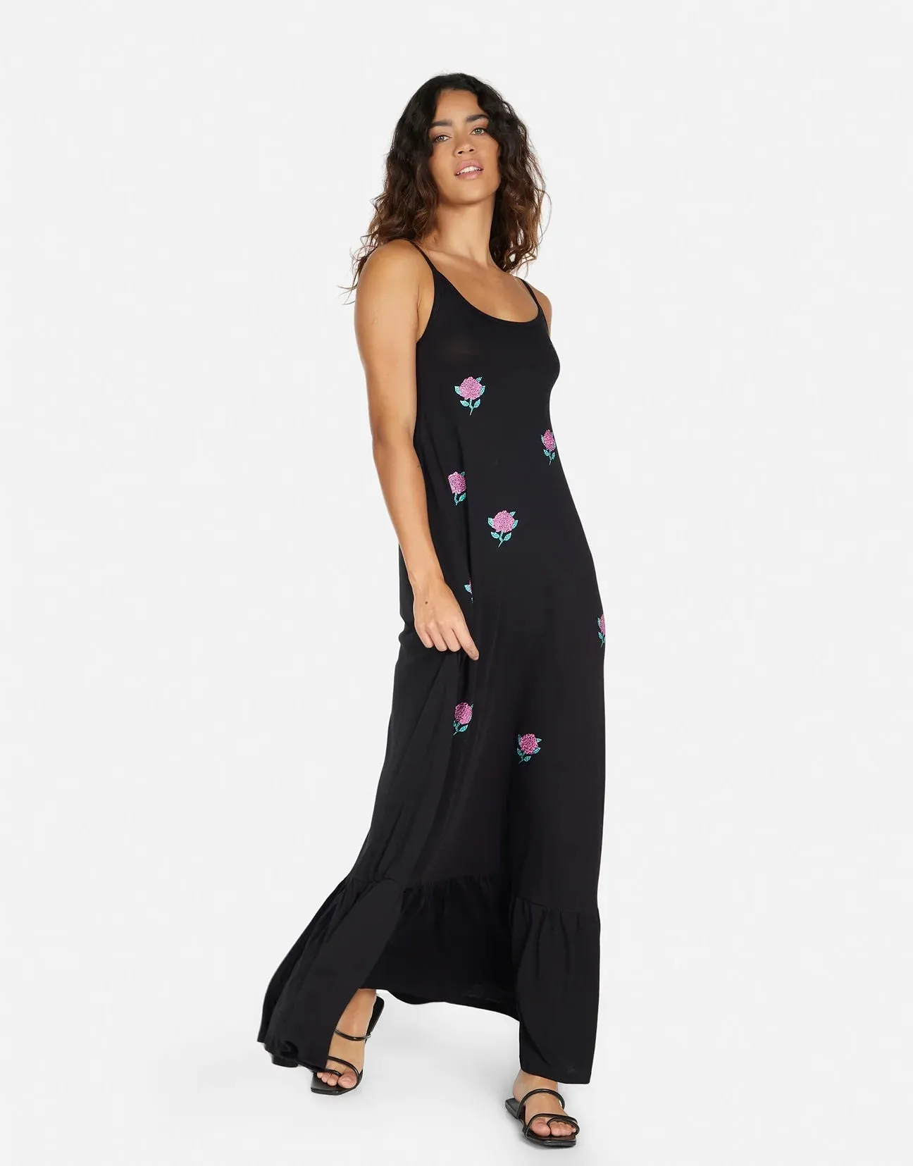 Lauren Moshi Beatrix Crystal Roses Maxi Dress