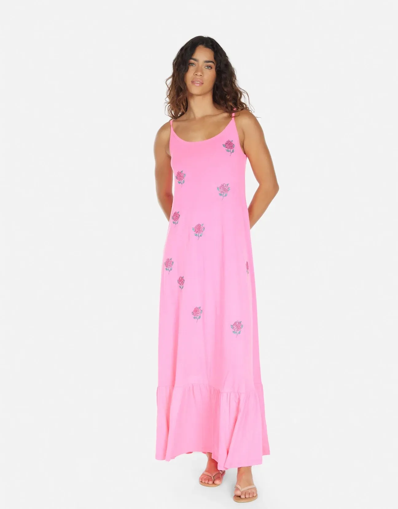 Lauren Moshi Beatrix Crystal Roses Maxi Dress