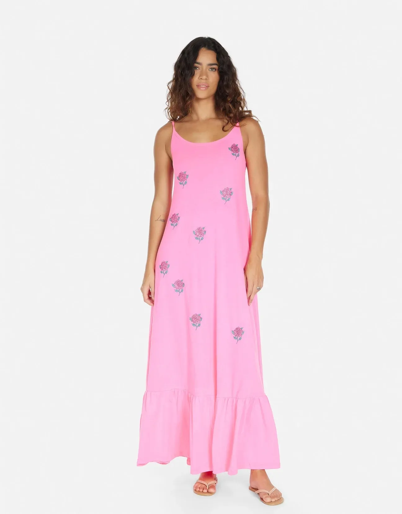 Lauren Moshi Beatrix Crystal Roses Maxi Dress