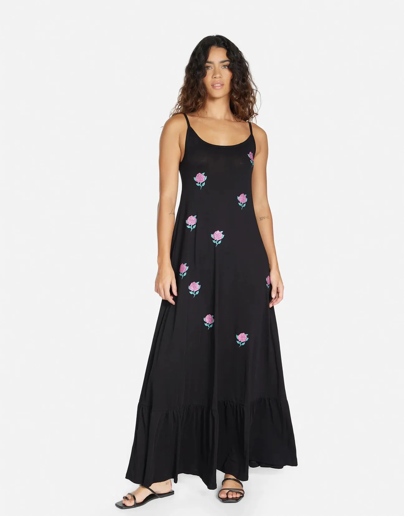 Lauren Moshi Beatrix Crystal Roses Maxi Dress