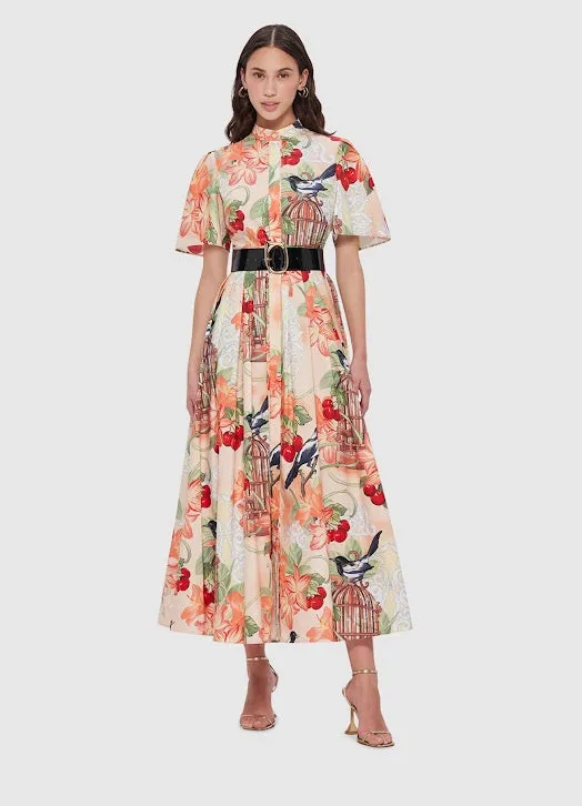 Leo Lin Bianca Short Sleeve Midi Dress - Azalea Print