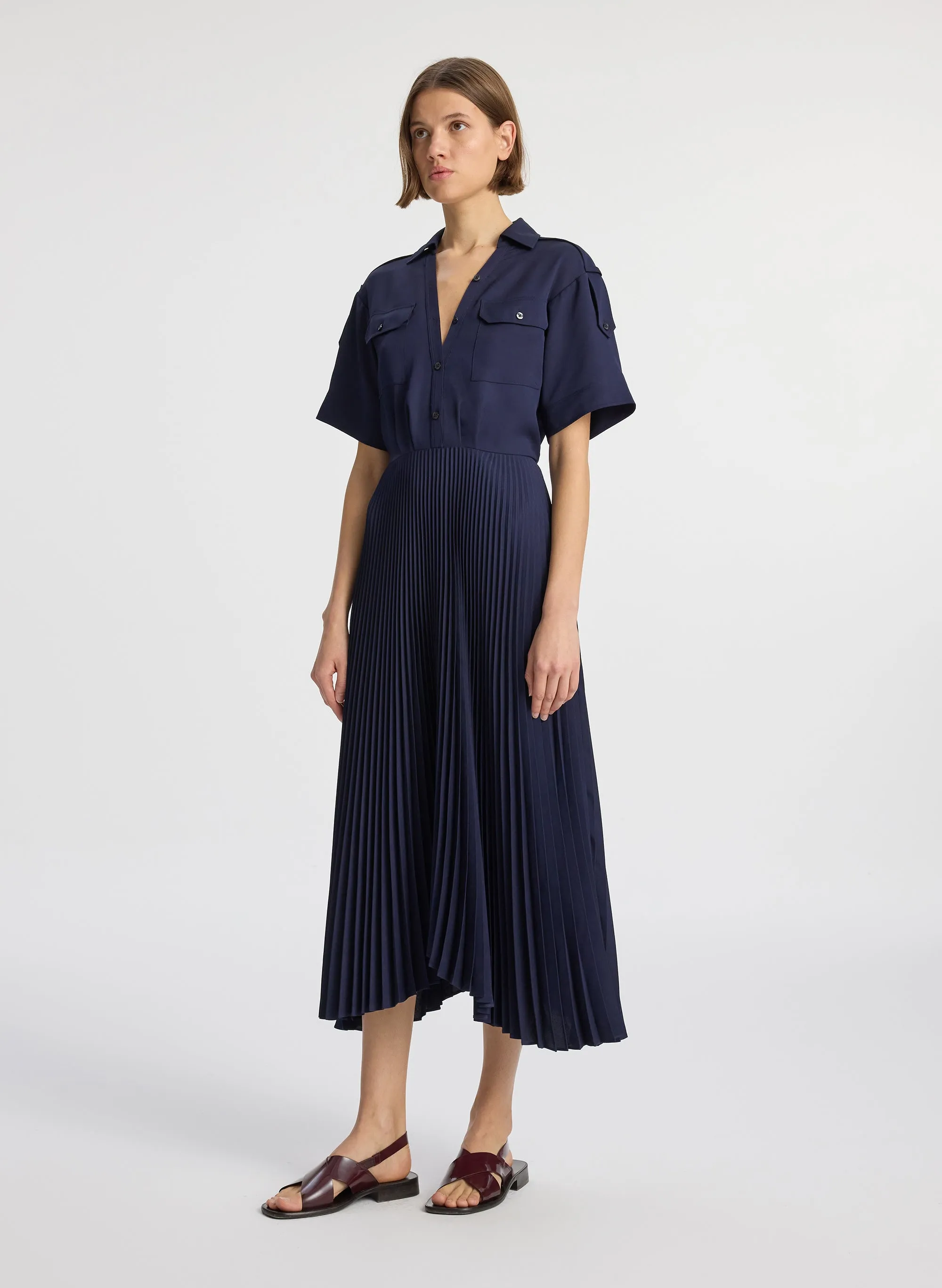 Liam Pleated Midi Dress