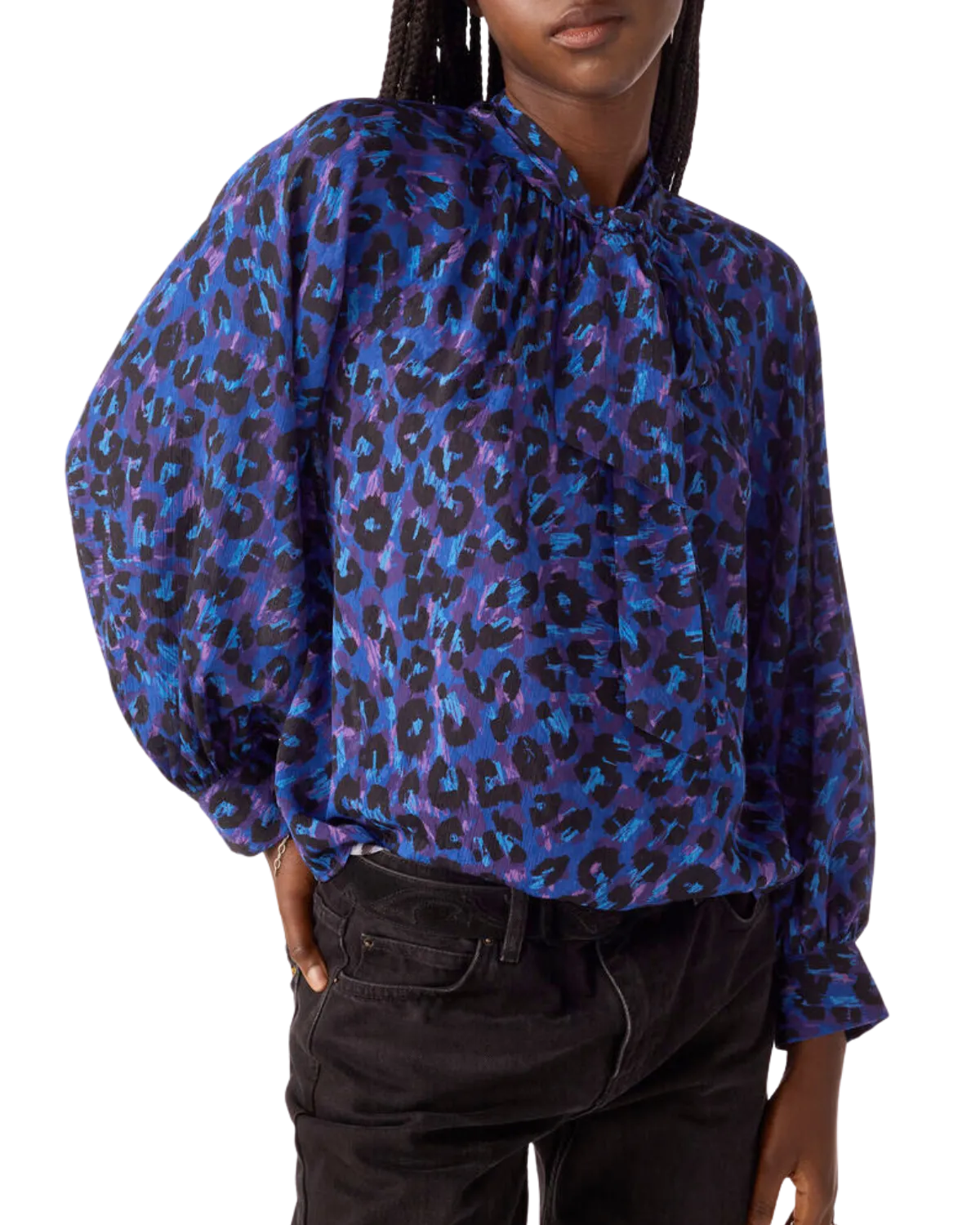 Loma Blouse (Blue Cheetah)