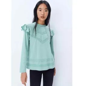 Long Sleeve Romantic Top - Green