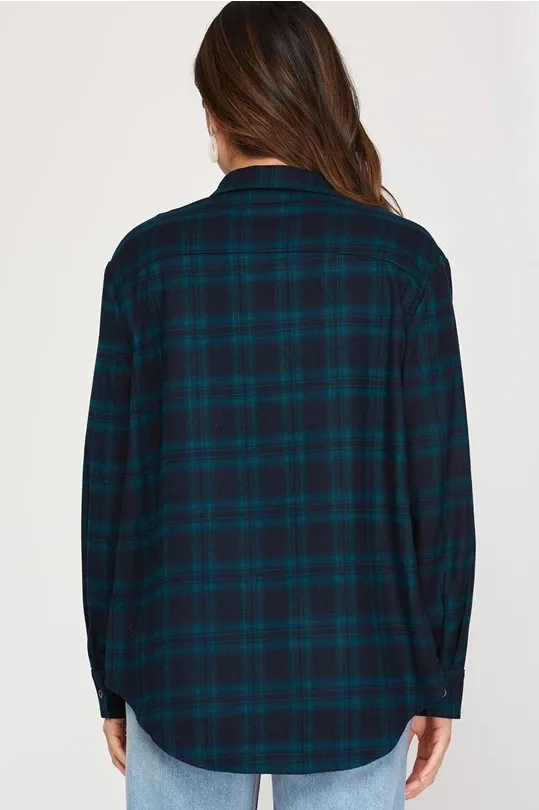 LONG SLEEVE WOVEN PLAID SHIRT