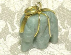 Lucky Burmese Jadeite Elephant Pendant Gold Wire Wrapped (BJP758)