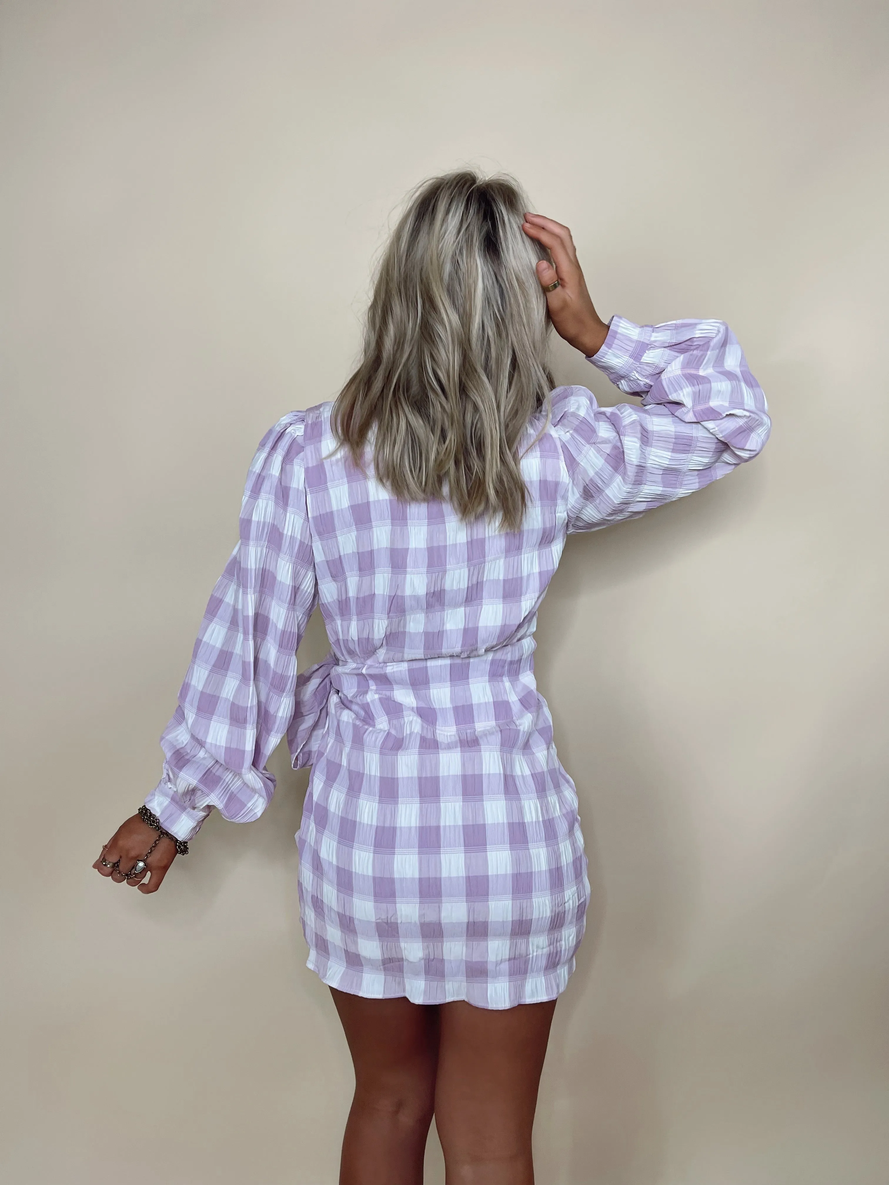 Luscia Gingham Wrap Dress